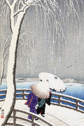 W śniegu na Yanagibashi - Ohara Koson