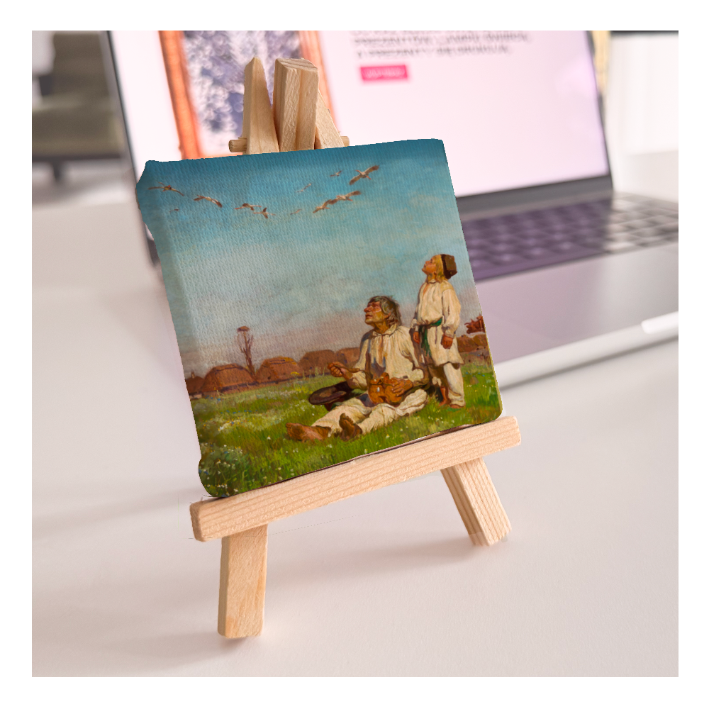 Bociany - Józef Chełmoński - Mini dzieło ze sztalugą