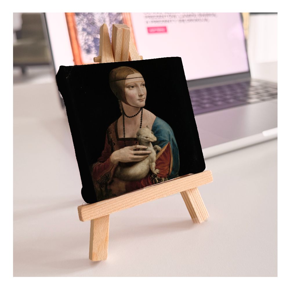 Dama z gronostajem - Leonardo da Vinci - mini dzieło ze sztalugą