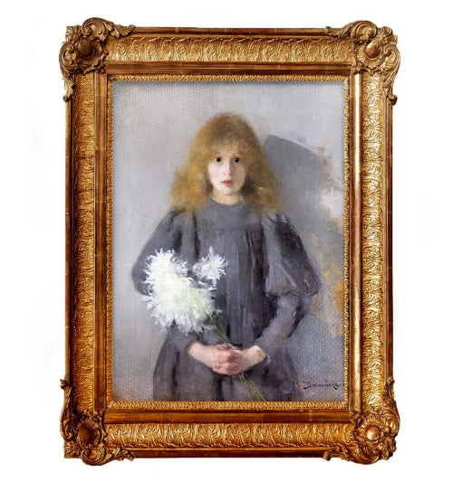 Dziewczynka z chryzantemami - Olga Boznańska