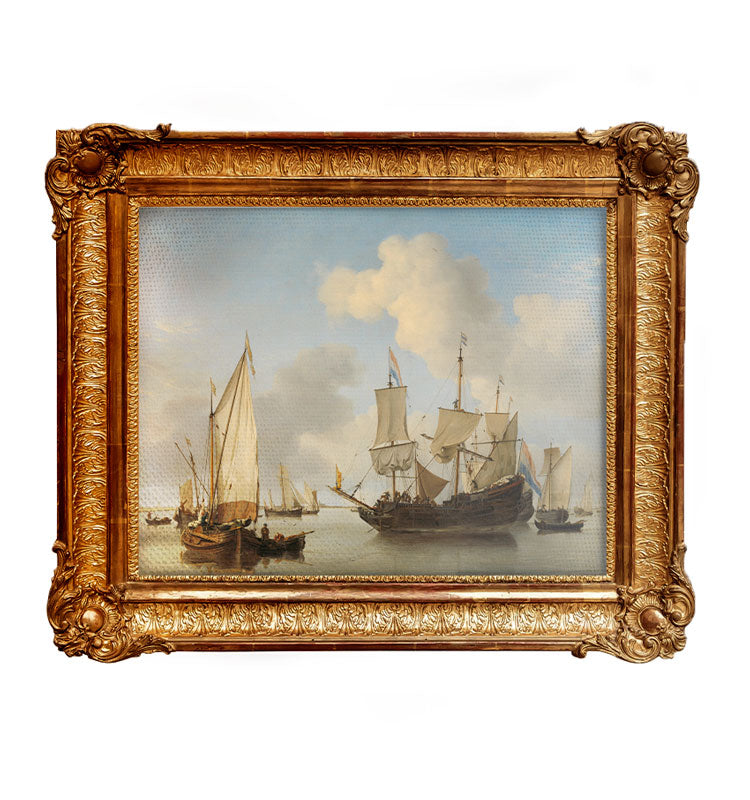 Okręty zakotwiczone u wybrzeża - Willem van de Velde